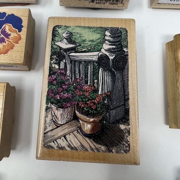 Spring Rubber Stamp Lot Flowers Floral Cluster Grapes Rain Sun Pansy Rose Bird - Picture 2 of 16